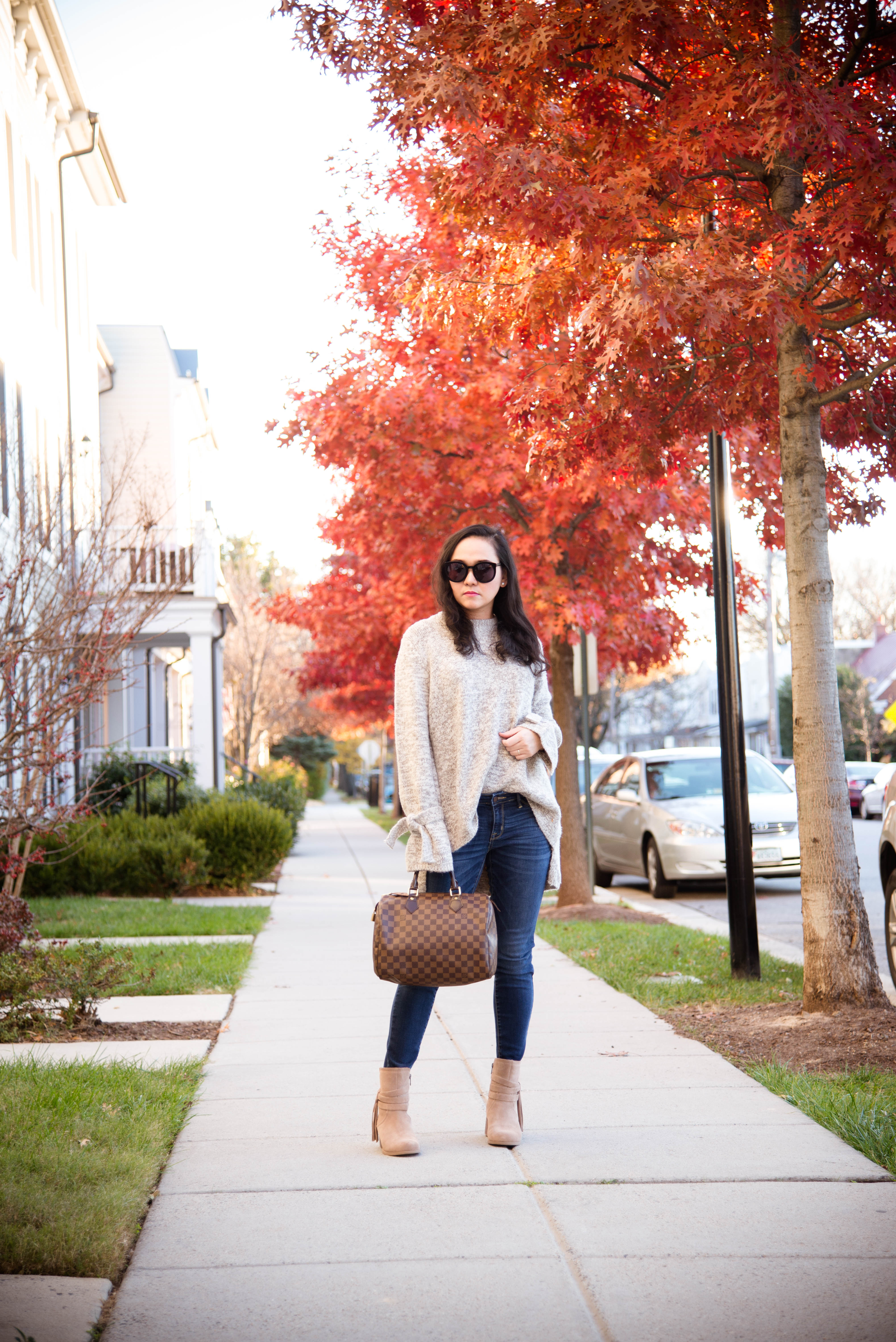 Cozy Tie Sleeve Oversized  Sweater