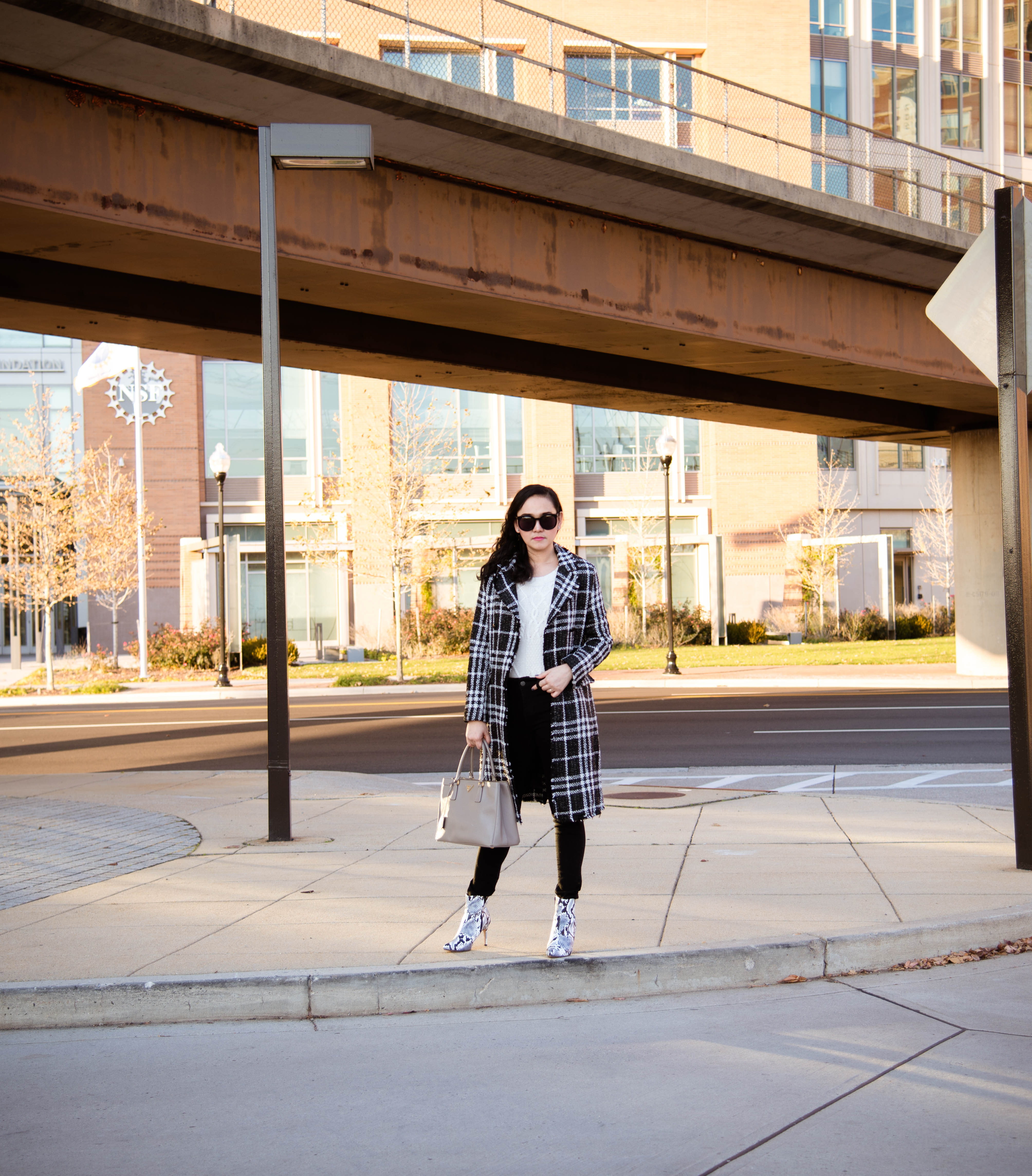 Plaid Coat in the City