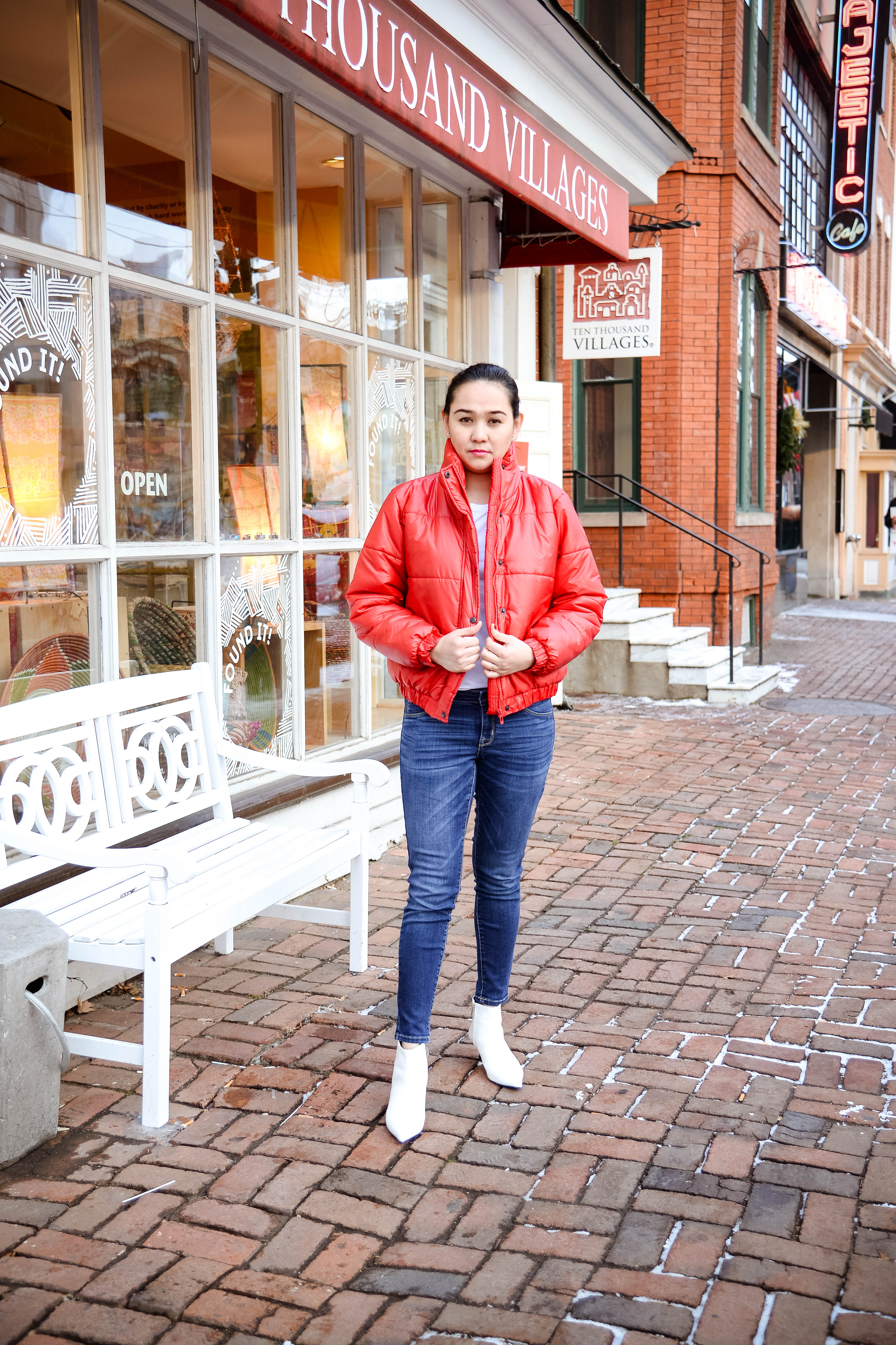 Winter Ready in Red Puffer Jacket 