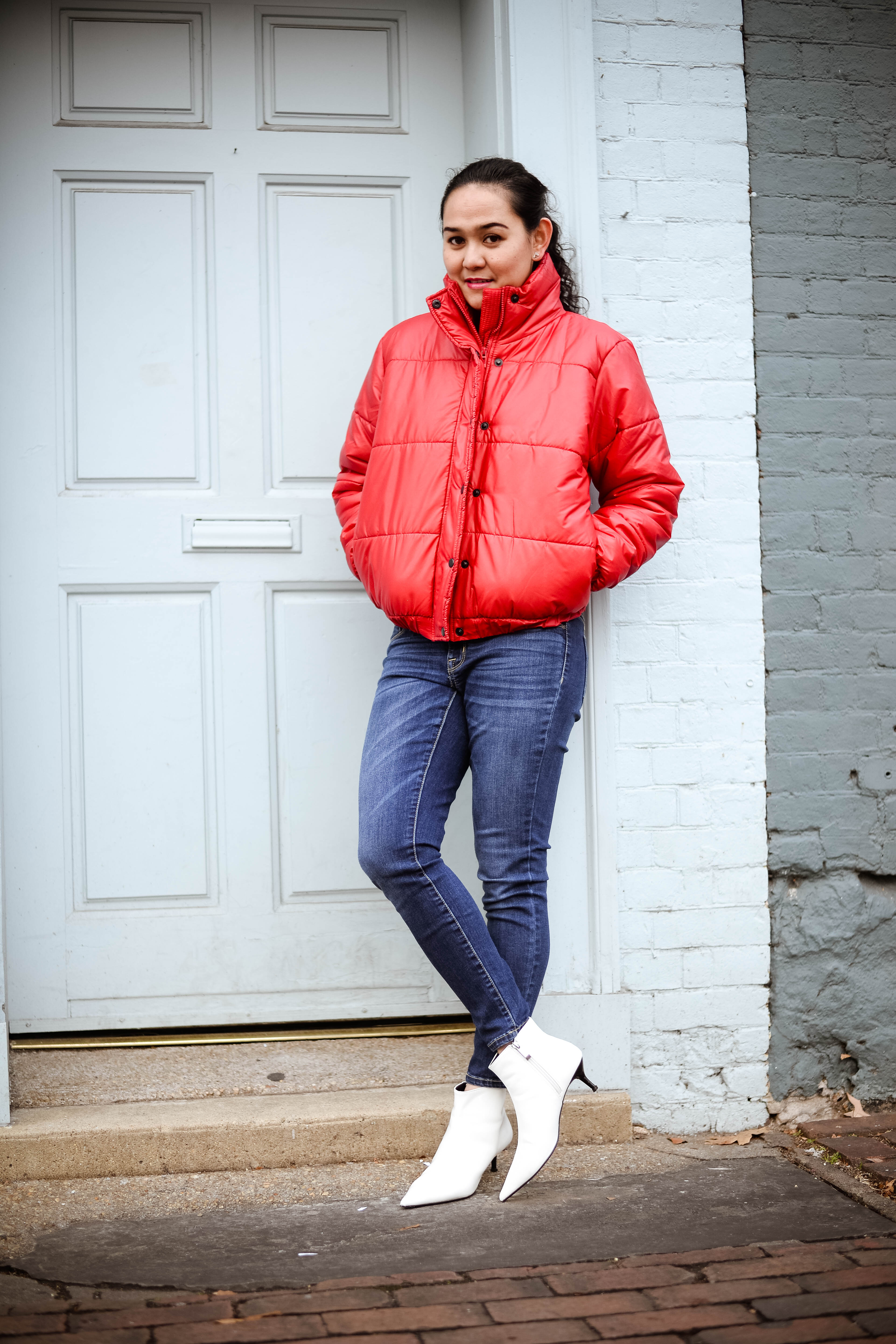 Winter Ready in Red Puffer Jacket 