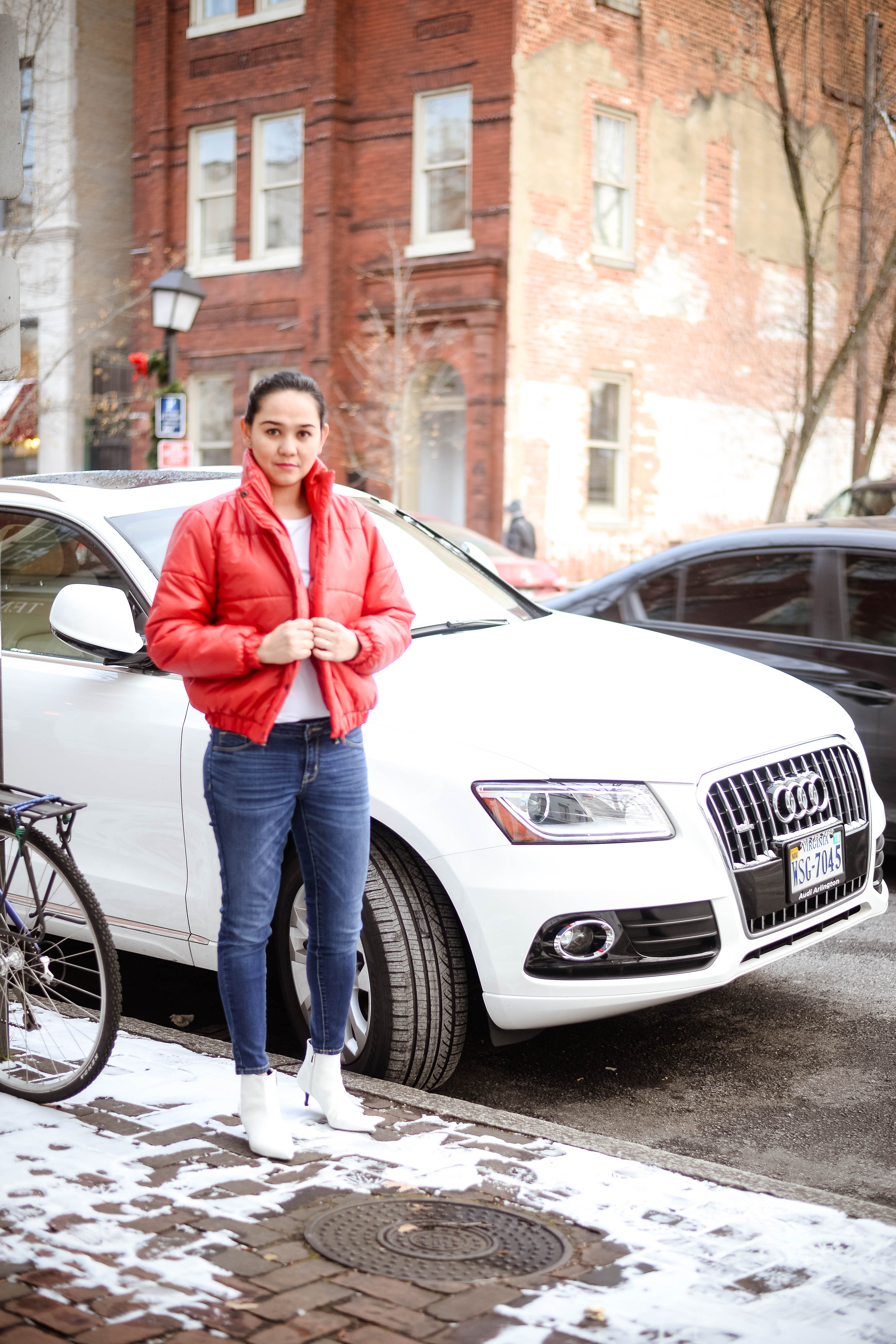 Winter Ready in Red Puffer Jacket 