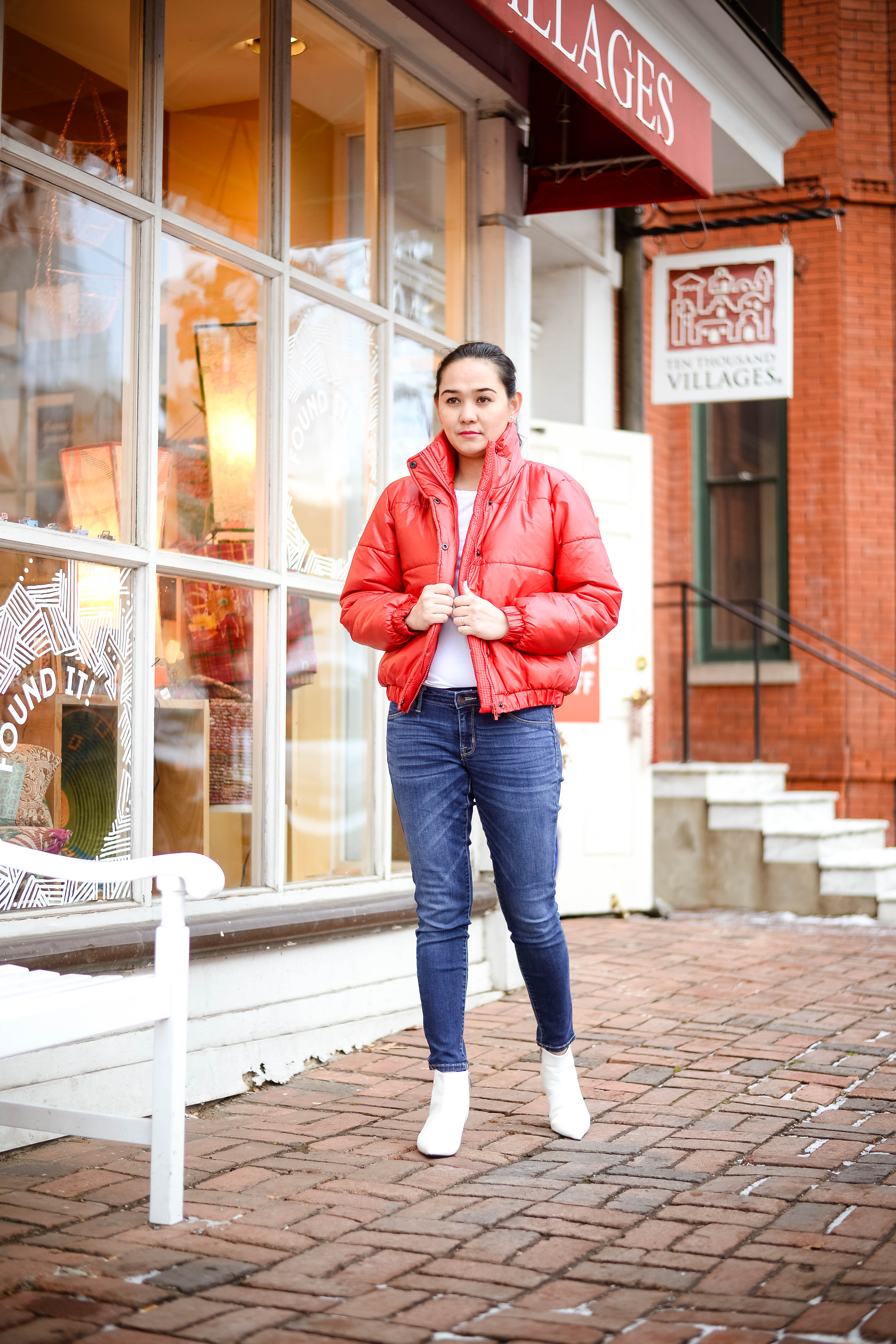 Winter Ready in Red Puffer Jacket 