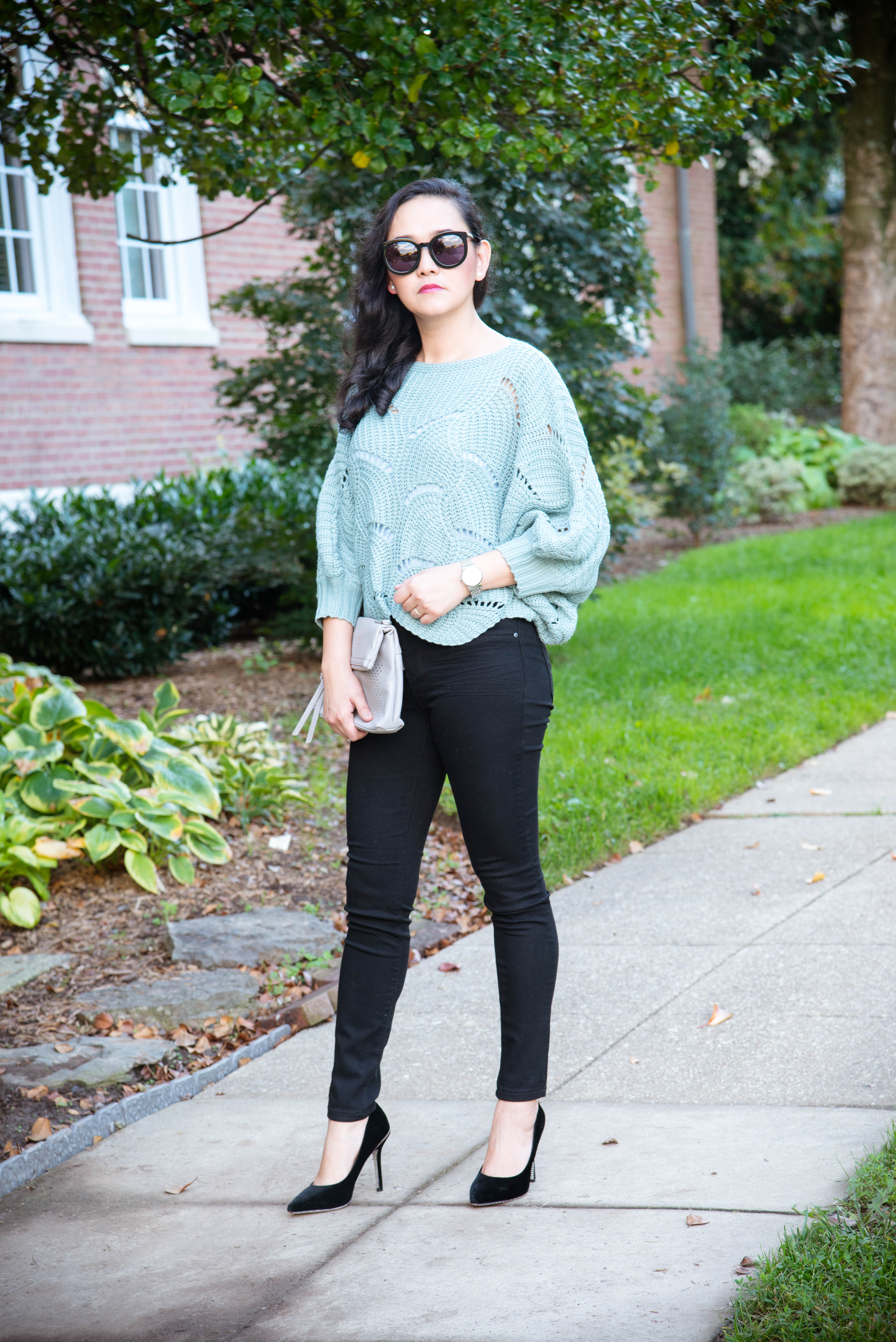 Fall Casual: Eyelet Sweater - SimplyChristianne