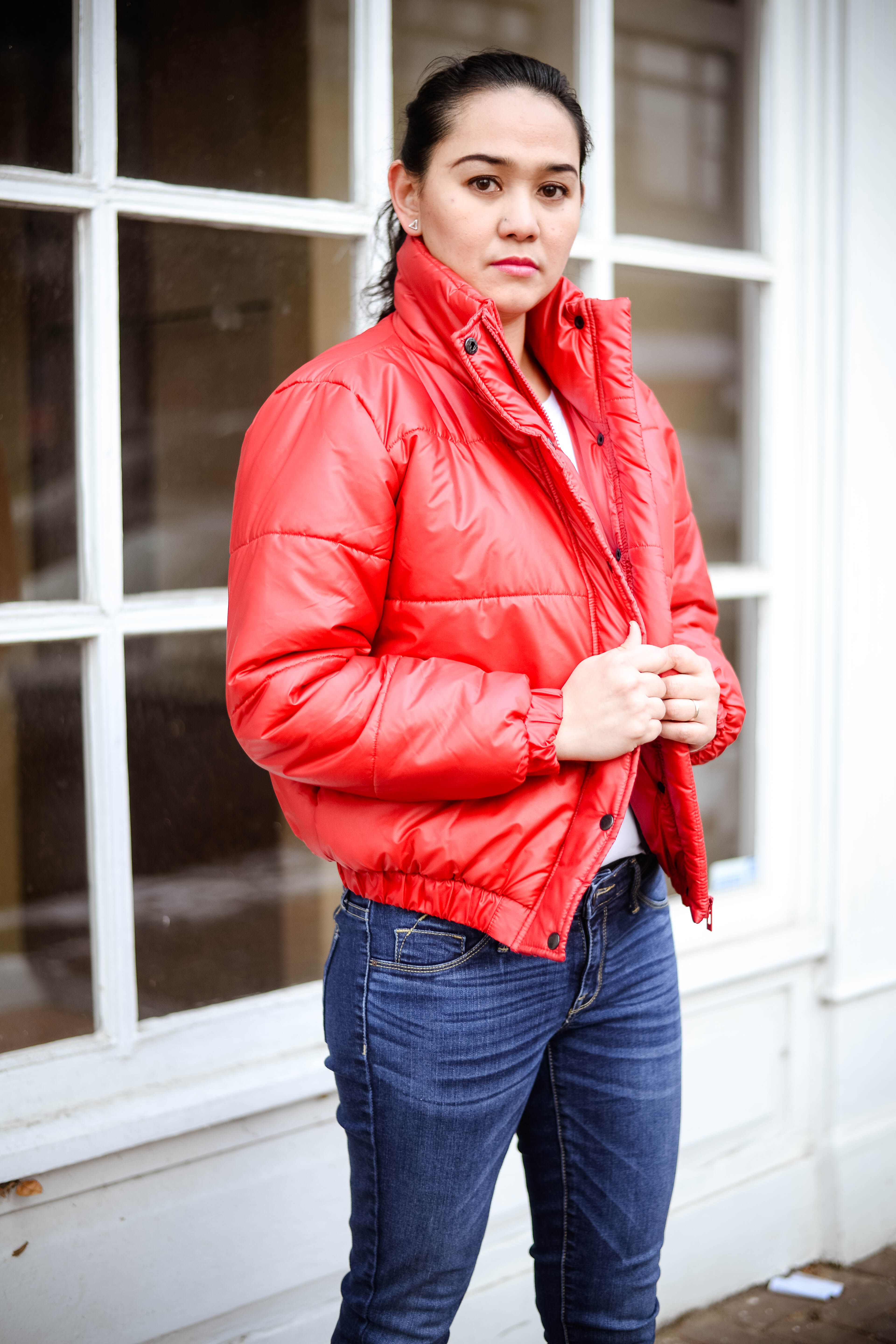 Winter Ready in Red Puffer Jacket 