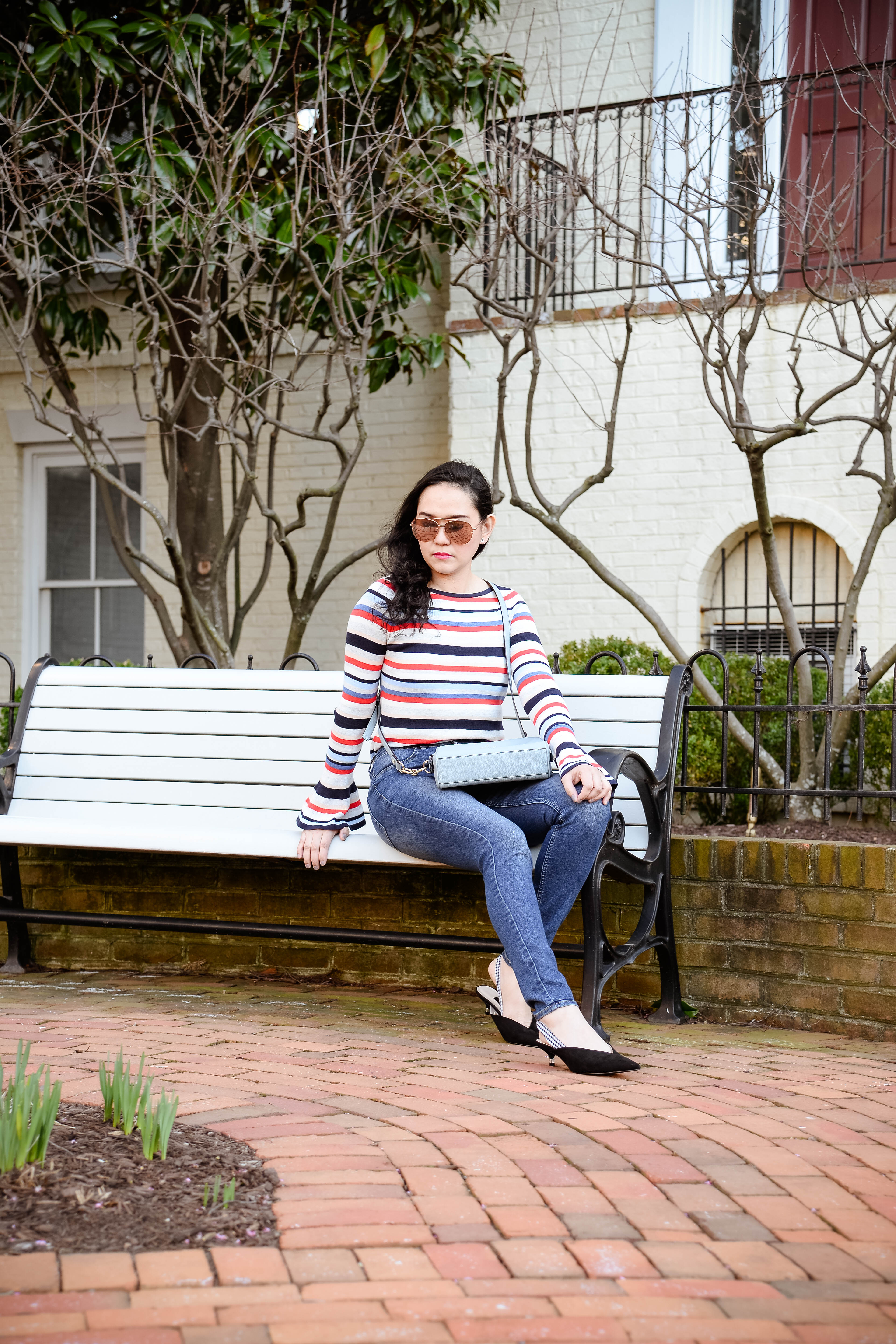 Colorful Stripes and Bell Sleeves Top