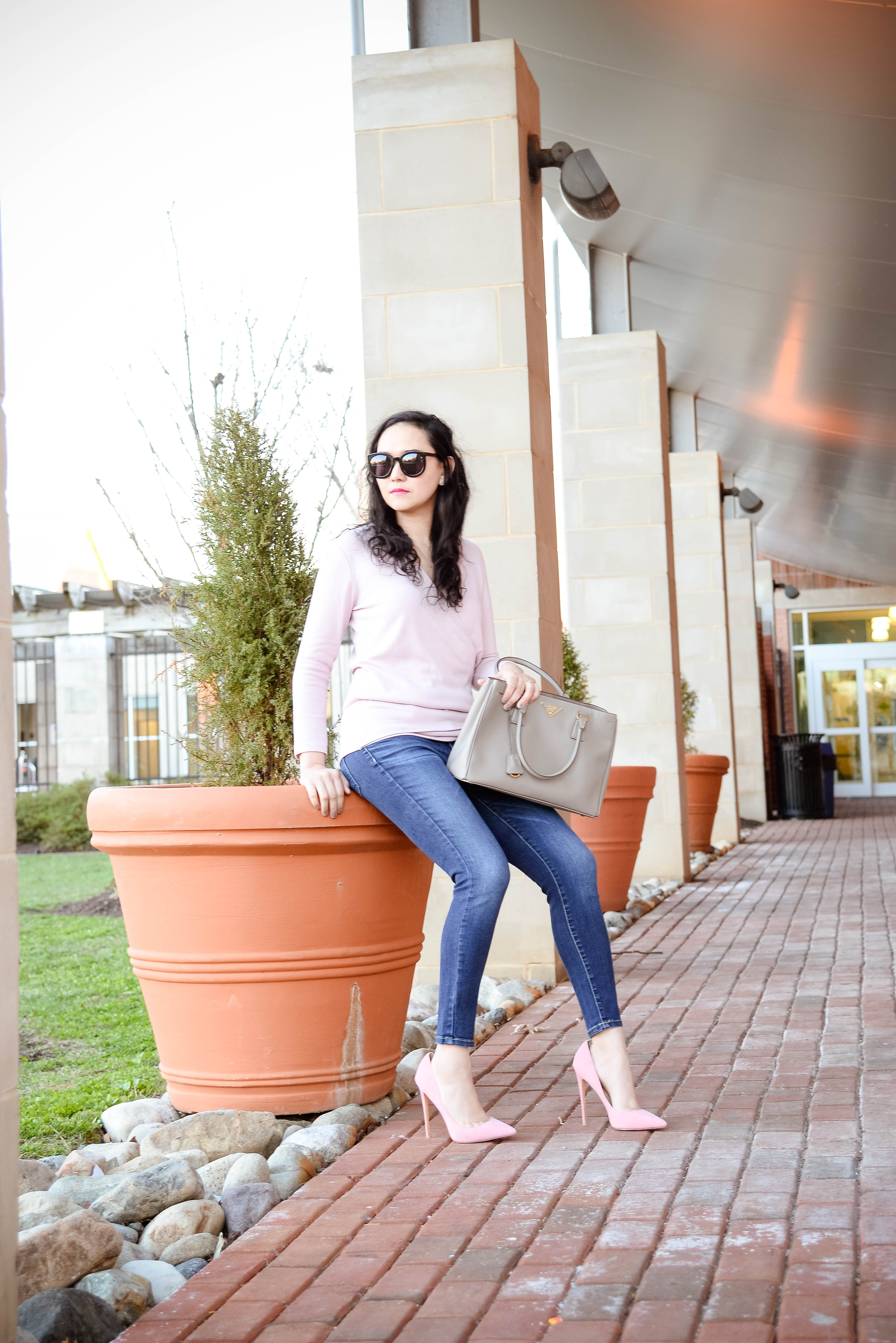 Blushing for Spring with a Wrap Top 