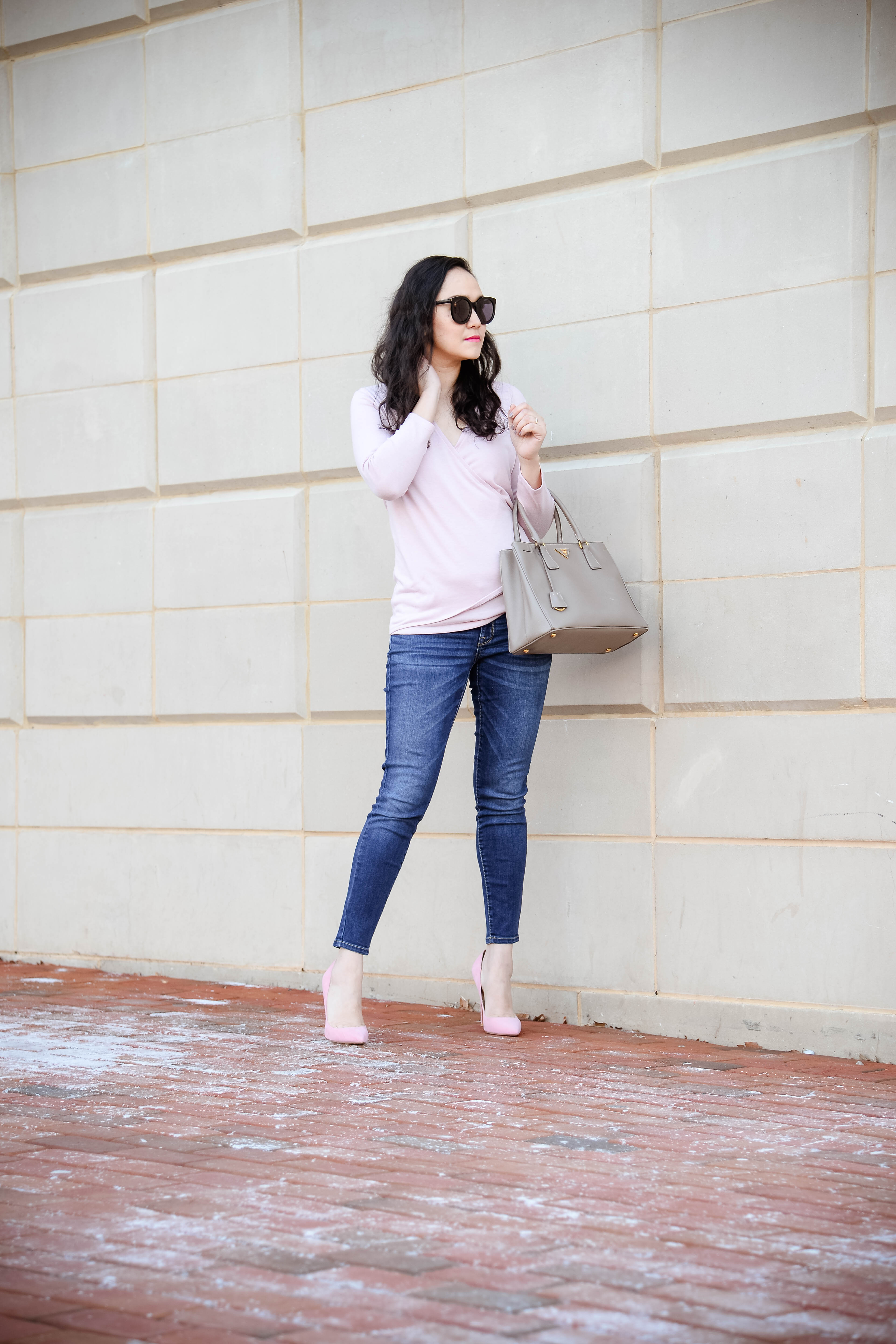 Blushing for Spring with a Wrap Top 