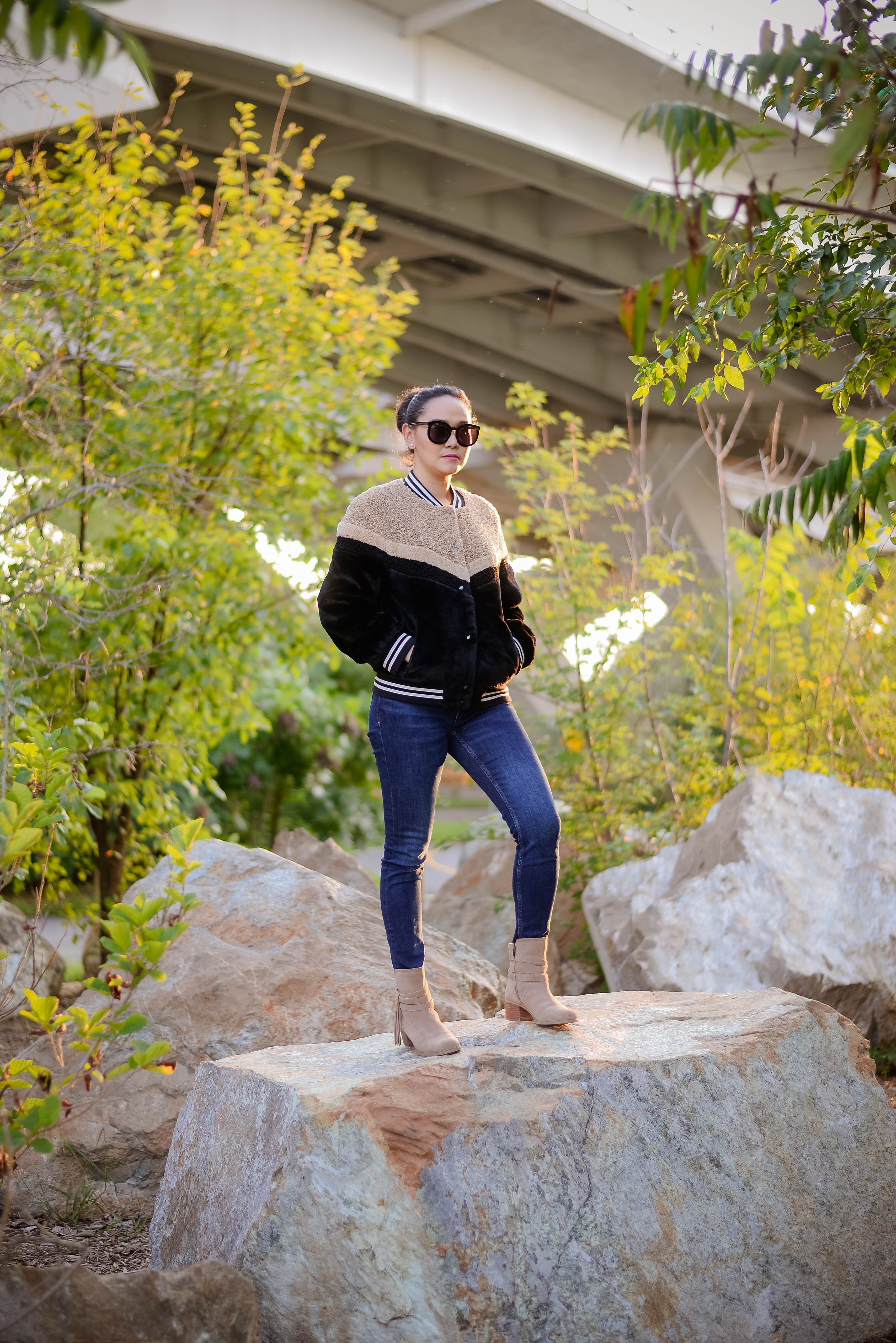 Mixed Faux Fur Bomber Jacket for Fall 