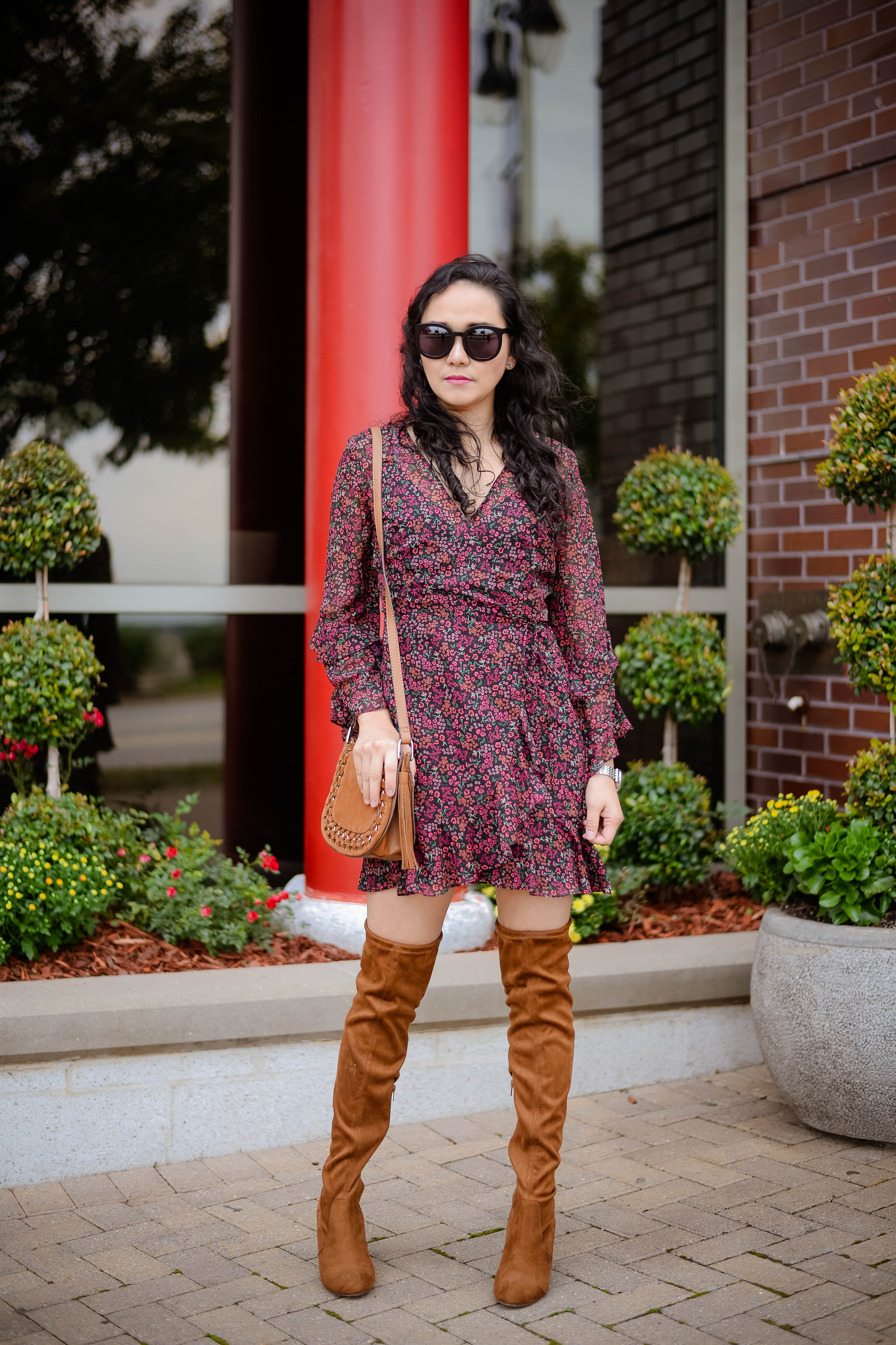 Fall Dress and Over the Knee Boots Combo 