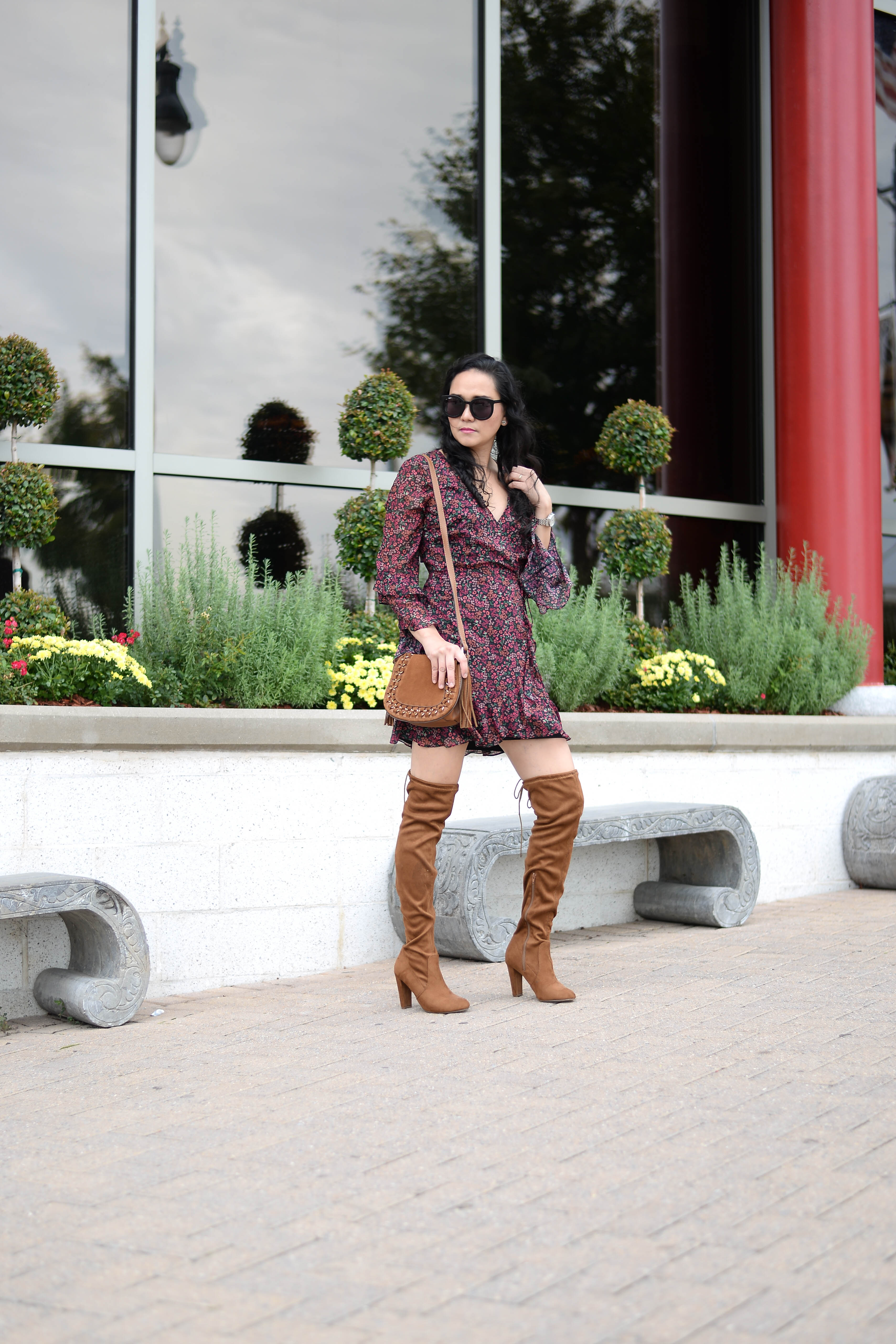 Fall Dress and Over the Knee Boots Combo 