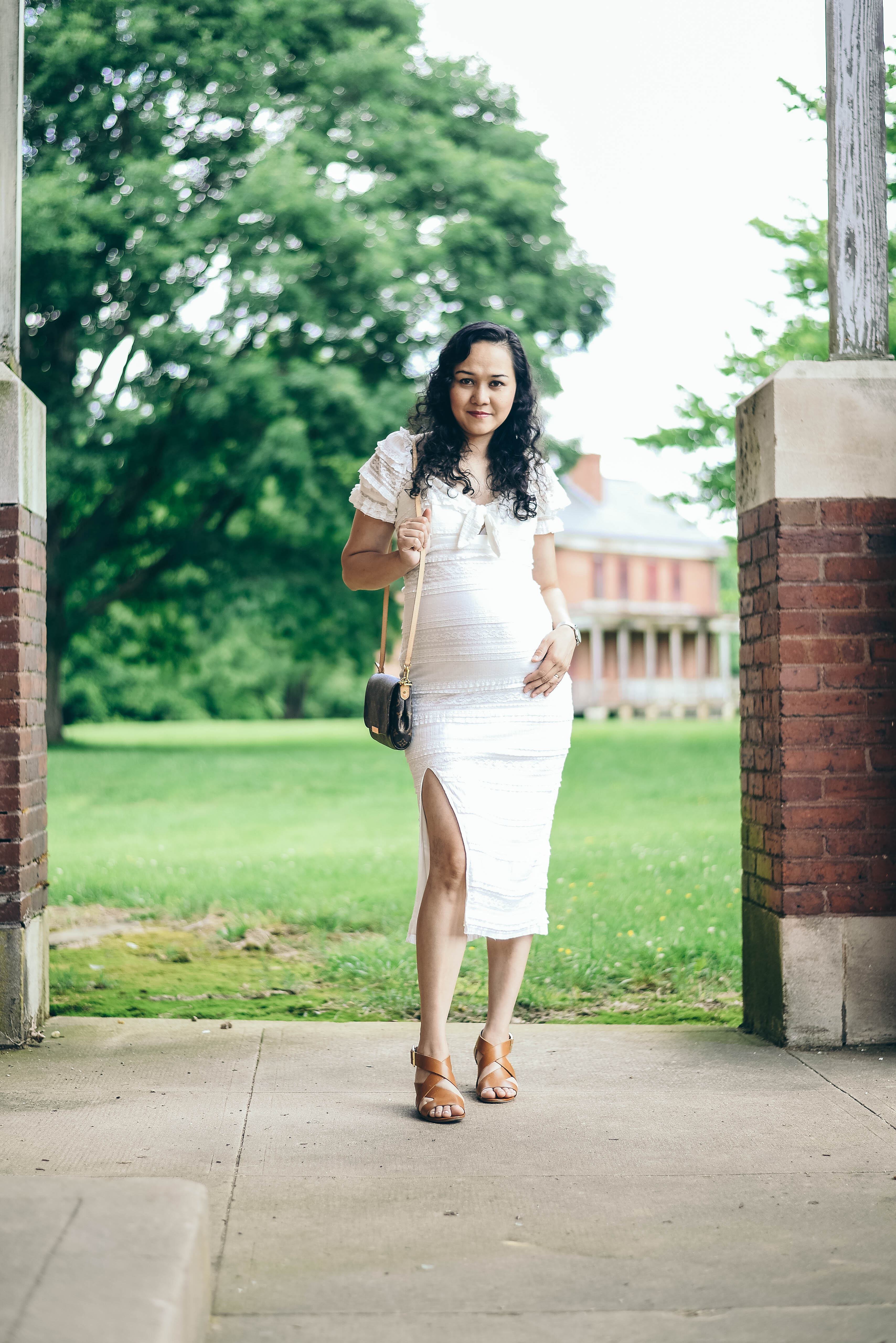 White Off-Shoulder Maternity Dress