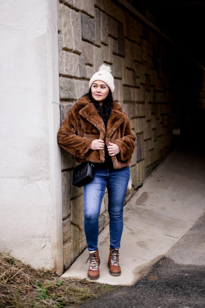 Faux Fur Jacket and Combat Boots Trend
