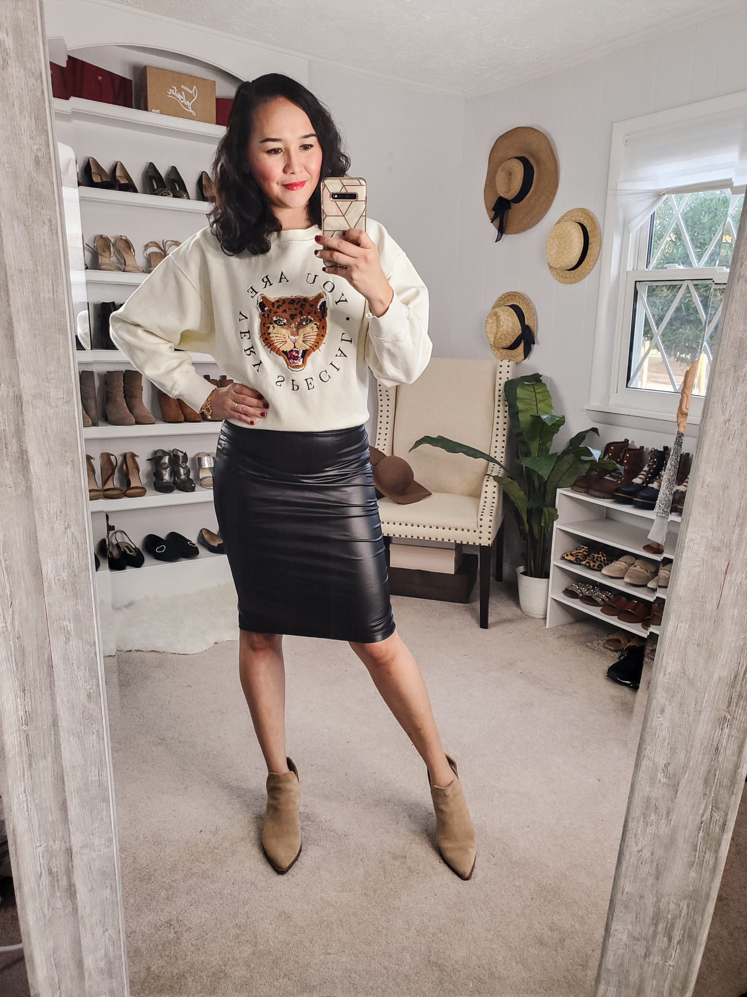 3 Ways to Style Faux Leather Skirt - SimplyChristianne