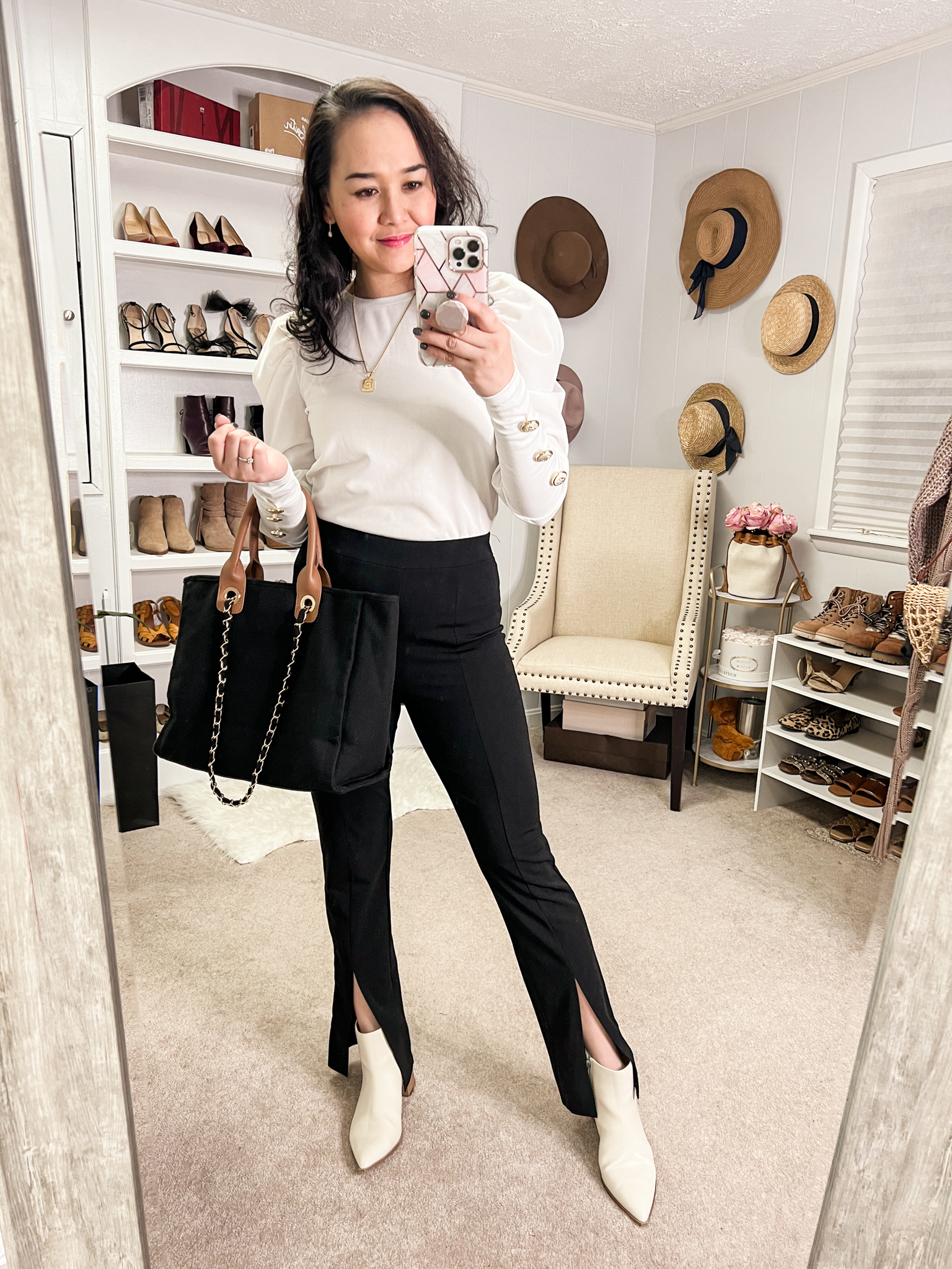 How to Wear Split Hem Pants like Celebrities - Red Soles and Red Wine